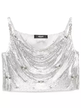 Versace сетчатый топ без рукавов, серебряный