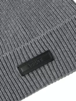 Versace шапка бини с нашивкой-логотипом, серый