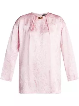 Versace шелковая блузка с принтом Barocco, розовый
