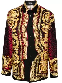 Versace шелковая рубашка, черный
