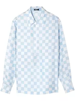 Versace шелковая рубашка Contrasto, синий