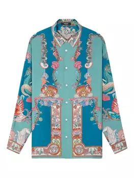 Versace шелковая рубашка Coral Theatre, зеленый