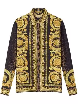 Versace шелковая рубашка Wild Barocco, черный