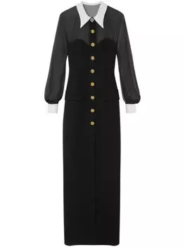 Versace шелковое платье макси, черный