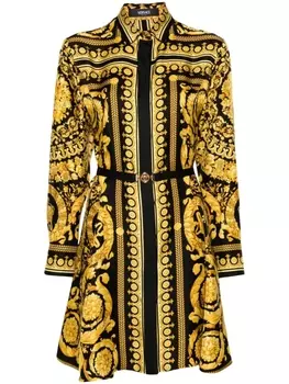 Versace шелковое платье мини Heritage с принтом, черный