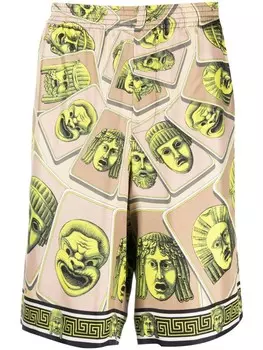 Versace шелковые шорты Le Maschere, зеленый