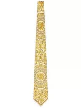 Versace шелковый галстук с узором Barocco, желтый