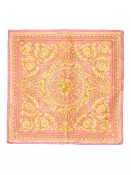 Versace шелковый платок с принтом Barocco, розовый
