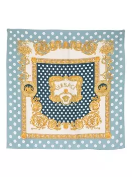 Versace шелковый платок с принтом Seashell Baroque, синий