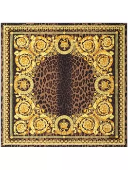 Versace шелковый платок Wild Barocco, коричневый