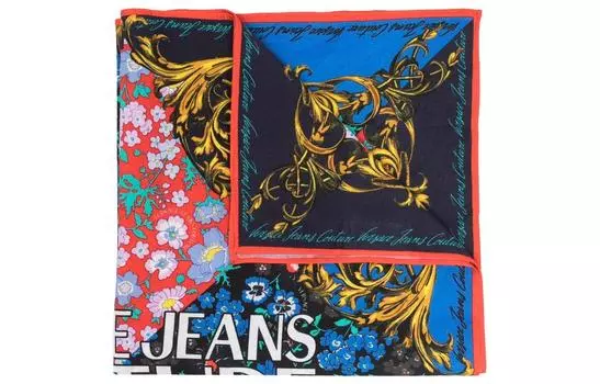 VERSACE Шелковый шарф Barocco унисекс, черный/разноцветный