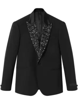 Versace шерстяной пиджак с кристаллами, черный