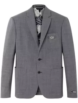 Versace шерстяной пиджак в ломаную клетку, черный