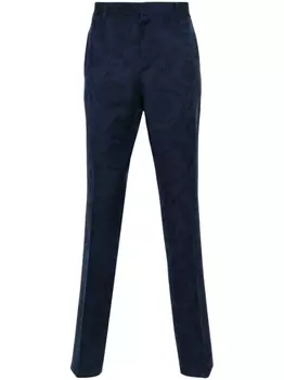 Versace шерстяные брюки с узором Barocco, синий
