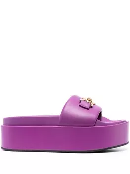 Versace шлепанцы на платформе с декором Medusa, фиолетовый