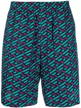 Versace шорты с принтом La Greca, синий