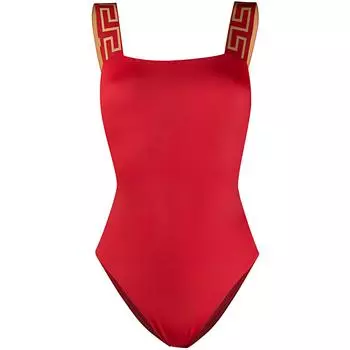 VERSACE Слитный купальник Greca Border Red