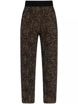 Versace спортивные брюки с принтом Barocco, коричневый