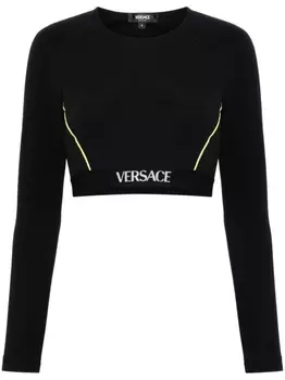 Versace спортивный топ с логотипом, черный