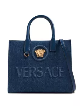 Сумка-тоут Versace La Medusa из денима, синий