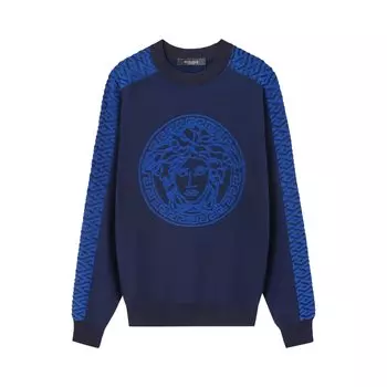 Versace Свитер Greca Signature Towel Stitch, темно-синий