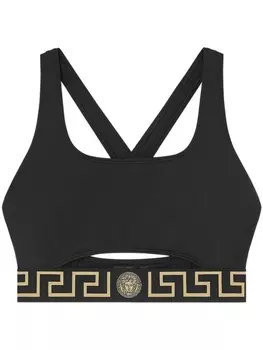 Versace топ бикини с узором Greca, черный
