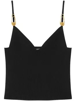 Versace топ с декоративной булавкой, черный