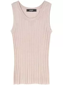 Versace топ в рубчик с декором Medusa, нейтральный цвет