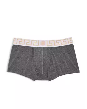 Versace Топика Хлопковые эластичные плавки с логотипом и низкой посадкой, серый