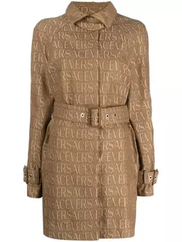 Versace тренч с узором Versace Allover, коричневый