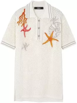 Versace трикотажная рубашка поло с вышивкой, белый