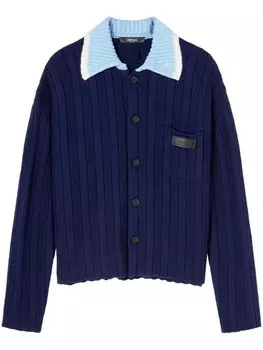 Versace трикотажная рубашка с контрастным воротником, синий