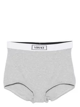Versace трусы-брифы с логотипом на поясе, серый