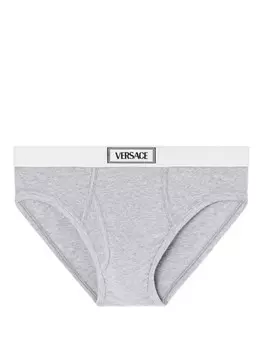 Versace трусы-брифы с логотипом на поясе, серый