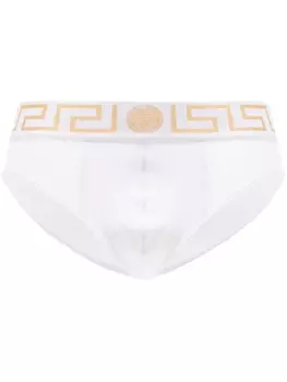 Versace трусы-брифы с узором Greca, белый