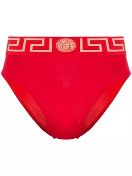Versace трусы-брифы с узором Greca, красный
