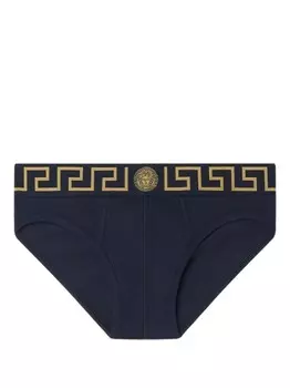 Versace трусы-брифы с узором Greca, синий