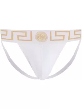 Versace трусы-джоки с узором Greca, белый