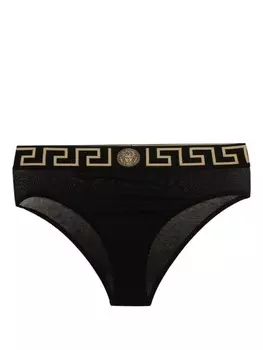 Versace трусы-стринги из джерси с декором Greca, черный