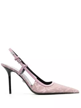 Versace туфли с узором Versace Allover и ремешком на пятке, розовый