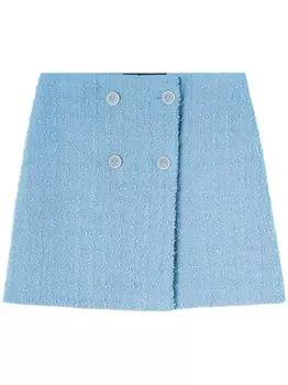 Versace твидовая юбка с завышенной талией, розовый