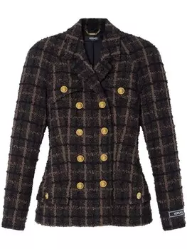 Versace твидовый блейзер, коричневый