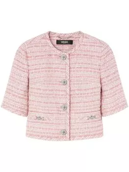 Versace твидовый жакет с декором Medusa, розовый