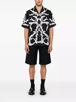 Versace твиловая рубашка из шелка, черный