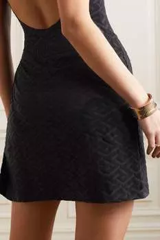 VERSACE юбка мини La Greca из эластичной махровой ткани с тиснением, черный