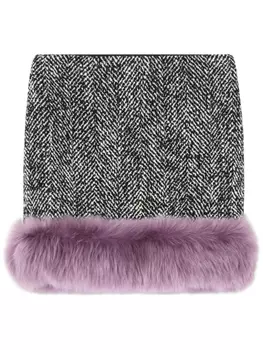 Versace юбка мини с меховой отделкой, черный