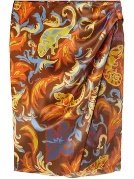 Versace юбка с принтом Barocco, коричневый