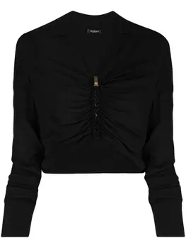 Versace укороченная рубашка со сборками и декором Medusa, черный