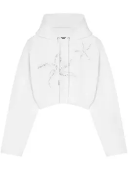 Versace укороченное худи с перфорацией, белый