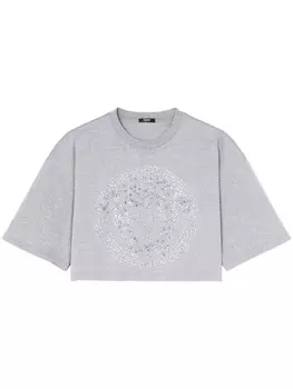 Versace укороченный топ Crystal Medusa, серый